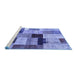 Sideview of Machine Washable Patchwork Blue Transitional Rug, wshcon1427blu