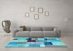 Machine Washable Patchwork Light Blue Transitional Rug in a Living Room, wshcon1427lblu