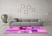 Machine Washable Patchwork Pink Transitional Rug in a Living Room, wshcon1427pnk