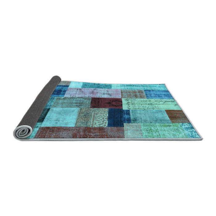 Sideview of Patchwork Light Blue Transitional Rug, con1427lblu