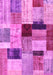 Machine Washable Patchwork Pink Transitional Rug, wshcon1427pnk