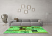 Machine Washable Patchwork Green Transitional Area Rugs in a Living Room,, wshcon1427grn