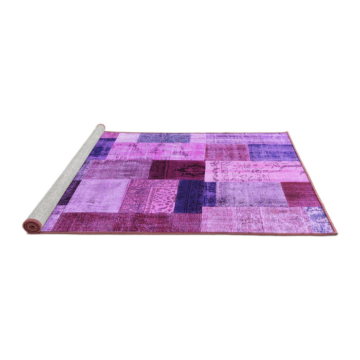 Sideview of Machine Washable Patchwork Purple Transitional Area Rugs, wshcon1427pur
