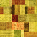 Square Machine Washable Patchwork Yellow Transitional Rug, wshcon1427yw