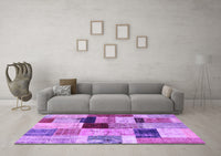 Machine Washable Patchwork Purple Transitional Rug, wshcon1427pur