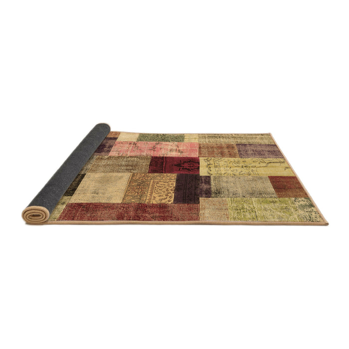 Sideview of Patchwork Brown Transitional Rug, con1427brn