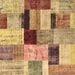 Square Machine Washable Patchwork Brown Transitional Rug, wshcon1427brn