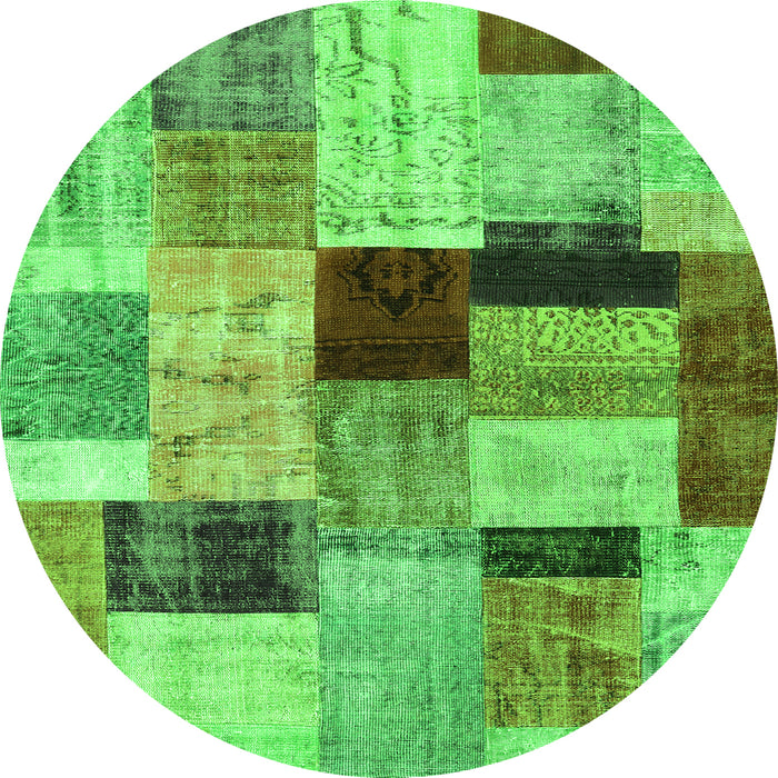 Square Patchwork Green Transitional Rug, con1427grn