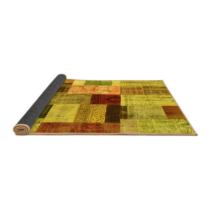 Sideview of Patchwork Yellow Transitional Rug, con1427yw
