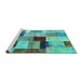Sideview of Machine Washable Patchwork Turquoise Transitional Area Rugs, wshcon1427turq