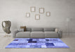 Machine Washable Patchwork Blue Transitional Rug in a Living Room, wshcon1427blu