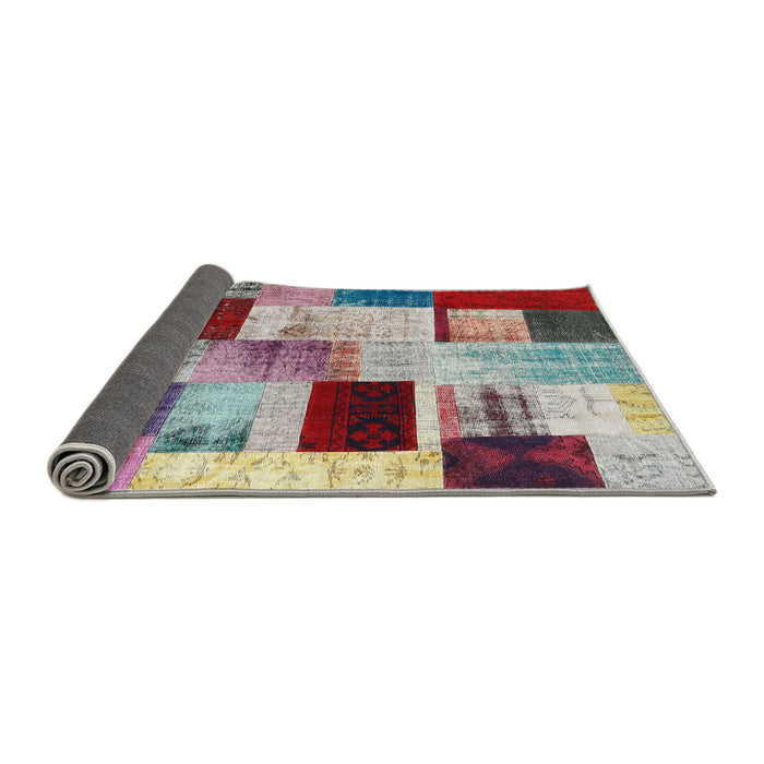 Thickness of Contemporary Chestnut Brown Patchwork Rug, con1428