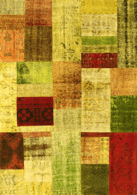 Patchwork Yellow Transitional Rug, con1428yw