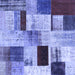 Square Machine Washable Patchwork Blue Transitional Rug, wshcon1428blu