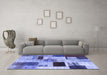 Machine Washable Patchwork Blue Transitional Rug in a Living Room, wshcon1428blu