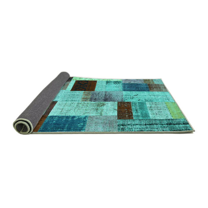 Sideview of Patchwork Turquoise Transitional Rug, con1428turq
