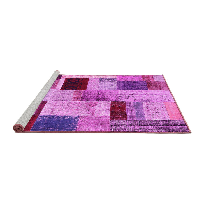 Sideview of Machine Washable Patchwork Pink Transitional Rug, wshcon1428pnk