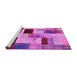 Sideview of Machine Washable Patchwork Pink Transitional Rug, wshcon1428pnk