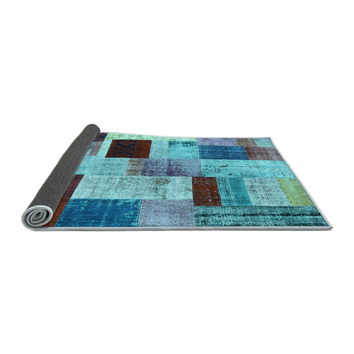 Sideview of Patchwork Light Blue Transitional Rug, con1428lblu