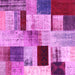 Square Machine Washable Patchwork Pink Transitional Rug, wshcon1428pnk