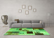 Machine Washable Patchwork Green Transitional Area Rugs in a Living Room,, wshcon1428grn