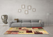 Machine Washable Patchwork Brown Transitional Rug in a Living Room,, wshcon1428brn