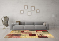 Machine Washable Patchwork Brown Transitional Rug, wshcon1428brn