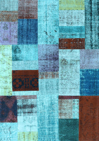 Patchwork Light Blue Transitional Rug, con1428lblu