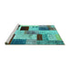 Sideview of Machine Washable Patchwork Turquoise Transitional Area Rugs, wshcon1428turq