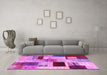 Machine Washable Patchwork Pink Transitional Rug in a Living Room, wshcon1428pnk