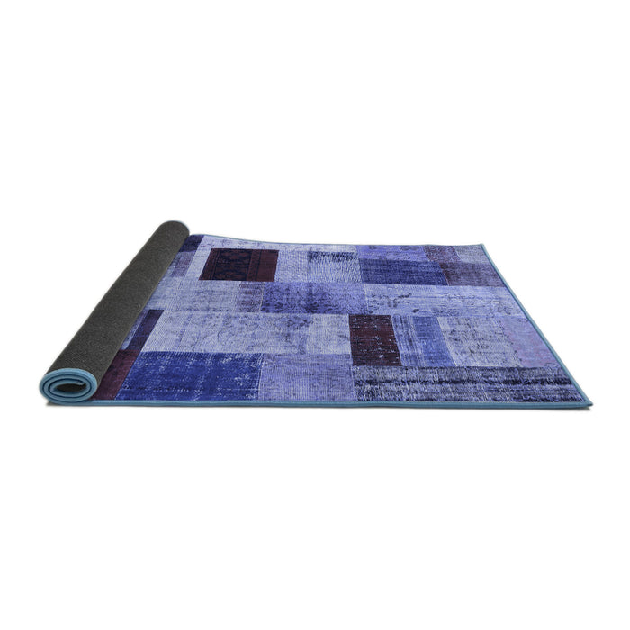 Sideview of Patchwork Blue Transitional Rug, con1428blu