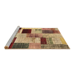 Sideview of Machine Washable Patchwork Brown Transitional Rug, wshcon1428brn