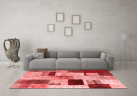 Machine Washable Patchwork Red Transitional Rug, wshcon1428red