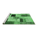 Sideview of Machine Washable Patchwork Emerald Green Transitional Area Rugs, wshcon1428emgrn