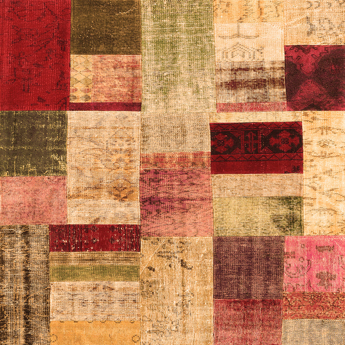 Round Machine Washable Patchwork Orange Transitional Area Rugs, wshcon1428org