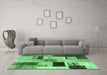 Machine Washable Patchwork Emerald Green Transitional Area Rugs in a Living Room,, wshcon1428emgrn