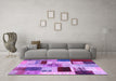 Machine Washable Patchwork Purple Transitional Area Rugs in a Living Room, wshcon1428pur