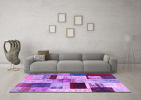 Machine Washable Patchwork Purple Transitional Rug, wshcon1428pur