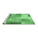 Sideview of Machine Washable Patchwork Emerald Green Transitional Area Rugs, wshcon1429emgrn