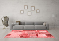 Machine Washable Patchwork Red Transitional Rug, wshcon1429red