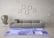 Machine Washable Patchwork Blue Transitional Rug in a Living Room, wshcon1429blu