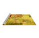 Sideview of Machine Washable Patchwork Yellow Transitional Rug, wshcon1429yw