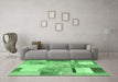 Machine Washable Patchwork Emerald Green Transitional Area Rugs in a Living Room,, wshcon1429emgrn