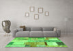 Machine Washable Patchwork Green Transitional Area Rugs in a Living Room,, wshcon1429grn