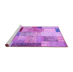 Sideview of Machine Washable Patchwork Purple Transitional Area Rugs, wshcon1429pur