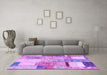 Machine Washable Patchwork Purple Transitional Area Rugs in a Living Room, wshcon1429pur