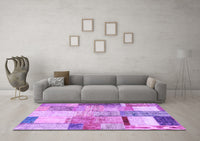Machine Washable Patchwork Purple Transitional Rug, wshcon1429pur
