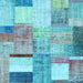 Square Patchwork Light Blue Transitional Rug, con1429lblu