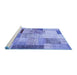 Sideview of Machine Washable Patchwork Blue Transitional Rug, wshcon1429blu