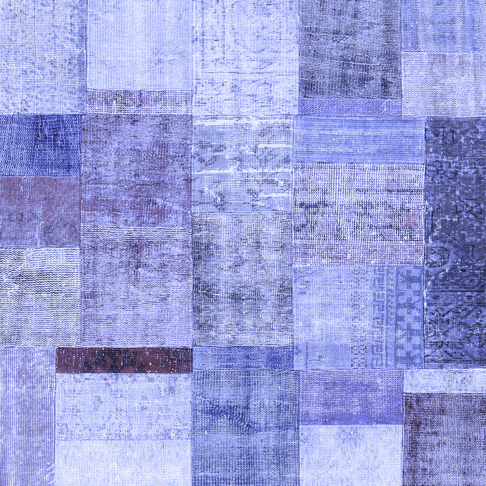 Machine Washable Patchwork Blue Transitional Rug, wshcon1429blu